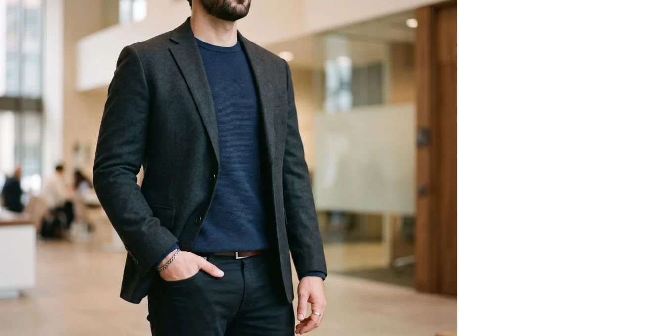 Un homme elegant porte des bijoux discrets qui subliment sa tenue sans exces ni ostentation