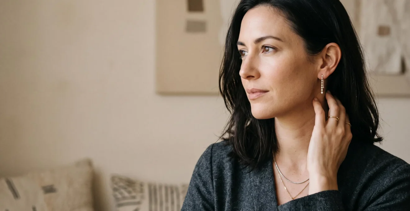 Femme élégante portant des bijoux raffinés qui subliment sa morphologie et affirment sa personnalité